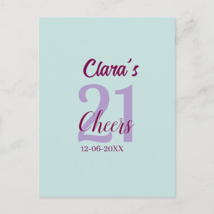 Cartão Postal azul mauve saúde 21º aniversário adicionar nome da