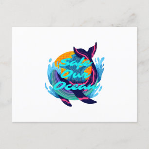 Cartão Postal Azul Minimalista Proteja Nosso Ocean