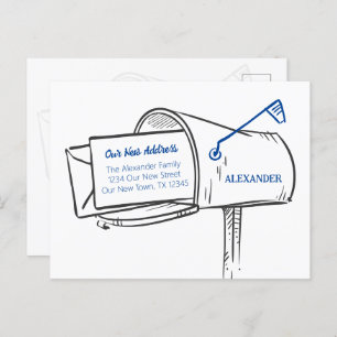 Cartão Postal Azul Movimentamos a Caixa de Correio Distante