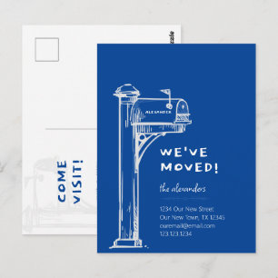 Cartão Postal Azul Movimentamos a Caixa de Correio Distante