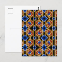 Cartão Postal Azul Negro Vermelho Dourado Abyss Abstrato Art