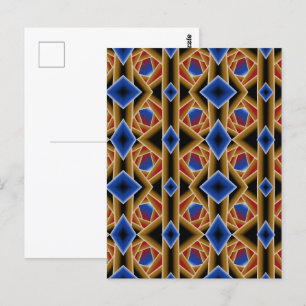 Cartão Postal Azul Negro Vermelho Dourado Abyss Abstrato Art