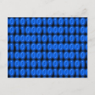 Cartão Postal Azul no Código Binário Preto