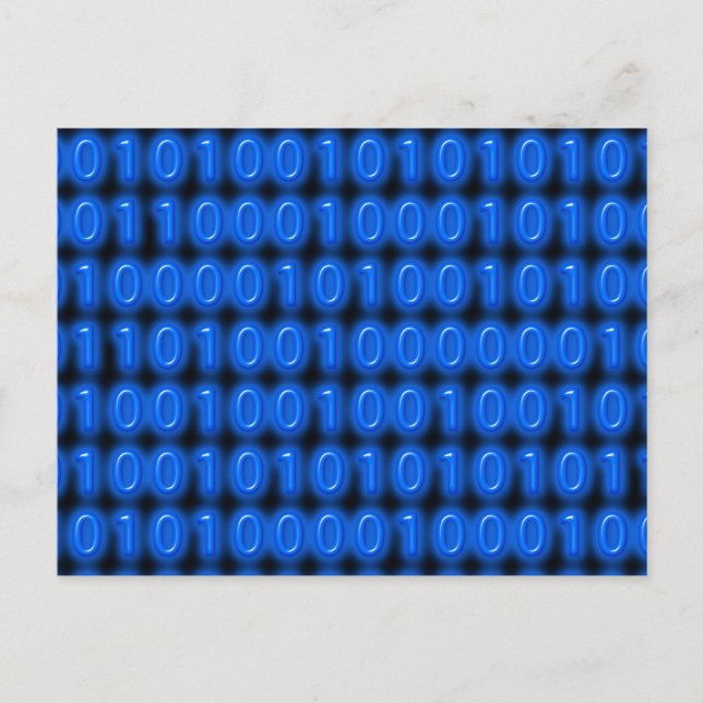 Cartão Postal Azul no código binário preto (Frente)