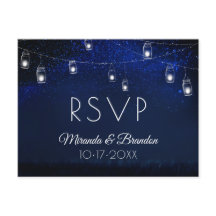 Azul Noite Prata Mason Jar String Luzes RSVP
