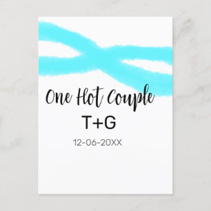 Cartão Postal Azul pastel céu aqua um casal quente adicionar nom