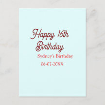 Azul pastel vermelho feliz aniversário de 16 anos