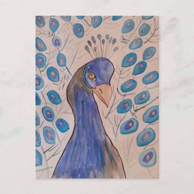 Cartão Postal Azul Pavão (Frente)