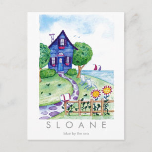 Cartão Postal azul pelo mar