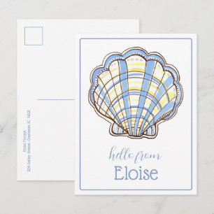 Cartão Postal Azul Préppy e Amarelo Xadrez Venera Concha