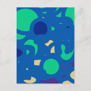 Cartão Postal azul redondo feliz, sorte