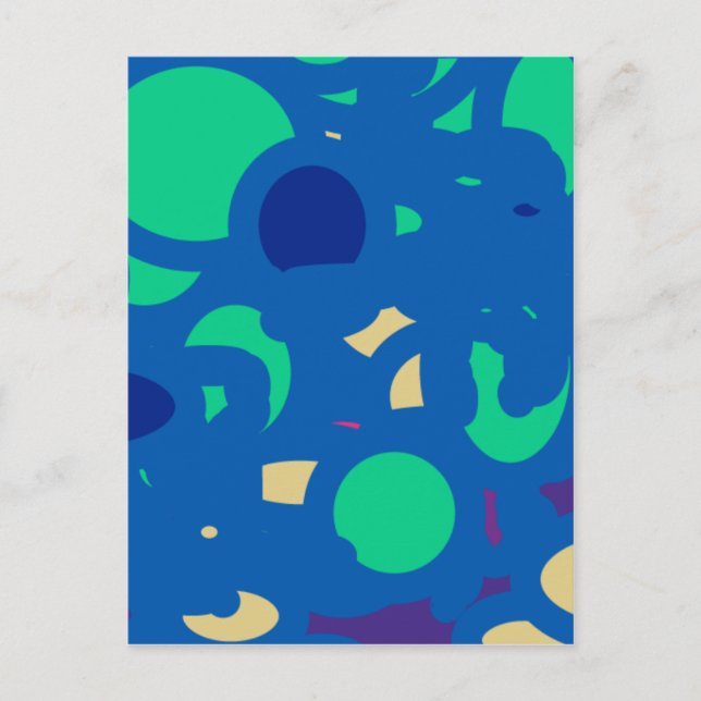 Cartão Postal azul redondo feliz, sorte (Frente)