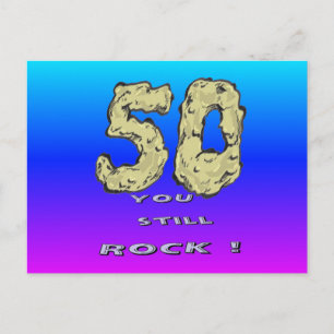 Cartão postal azul roxo de 50º aniversário
