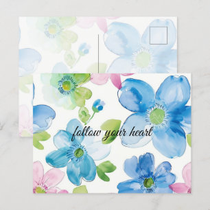 Cartão Postal Azul verde-rosa-chic