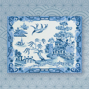 Cartão Postal Azul Vintage da Willow