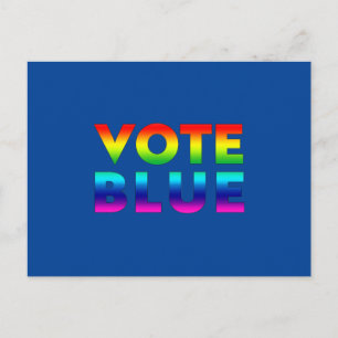 Cartão Postal azul "vota azul", cor do arco-íris lgbtq lgbt