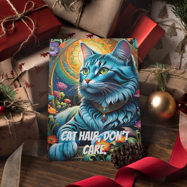 Cartão Postal Azul Whimsso Gato e Oásis Floral (Criador carregado)