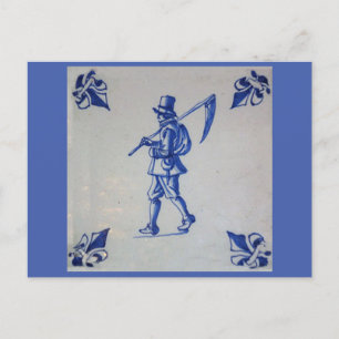 Cartão Postal Azulejo Azul Delft - Modelo