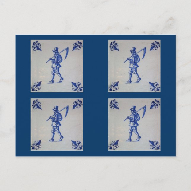 Cartão Postal Azulejo Azul Delft - Modelo (Frente)