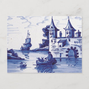 Cartão Postal Azulejo azul tradicional neerlandês