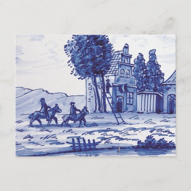 Cartão Postal Azulejo azul tradicional neerlandês (Frente)