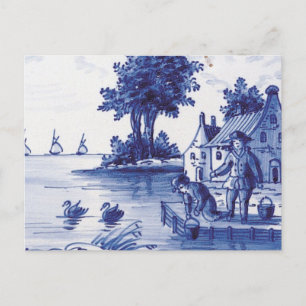 Cartão Postal Azulejo azul tradicional neerlandês