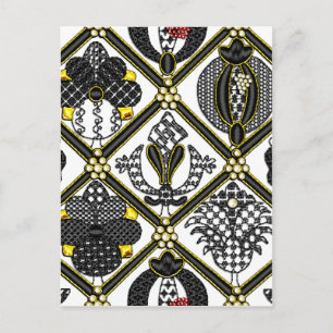 Cartão Postal azulejo de Blackwork Elisabetano