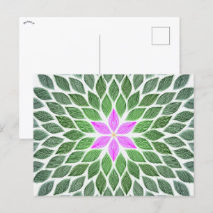 Cartão Postal azulejo de flores rosa