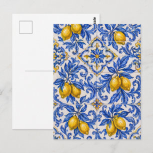 Cartão Postal Azulejo de Telha Limão Azul