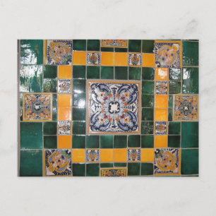 Cartão Postal Azulejo em estilo Talavera verde mexicano