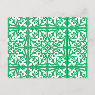 Cartão Postal Azulejo marroquino - jade verde e branco