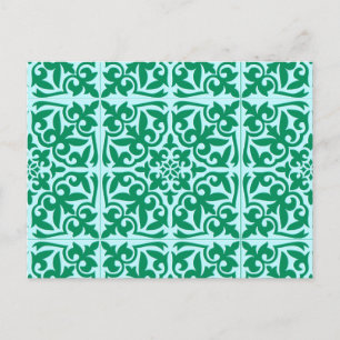 Cartão Postal Azulejo marroquino - turquesa e aqua