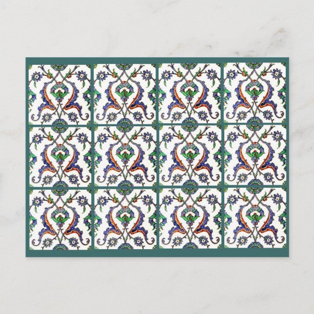 Cartão Postal Azulejo Verde - Turquia (Frente)