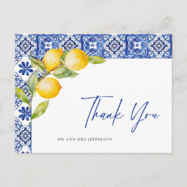 Cartão Postal Azulejos Azuis De Limões Mediterrânicos - Obrigado