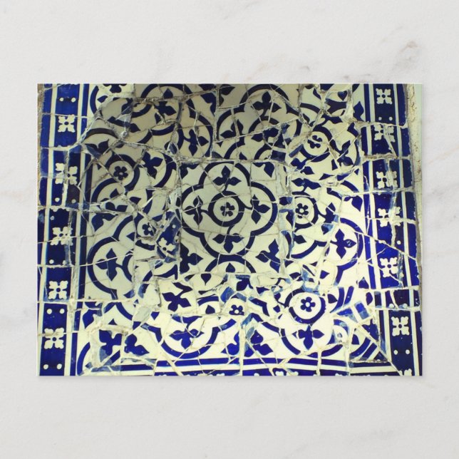 Cartão Postal Azulejos do mosaico Guell Park Barcelona (Frente)