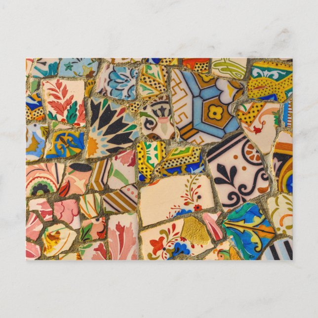 Cartão Postal Azulejos do Parc Guell na Espanha de Barcelona (Frente)