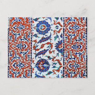Cartão Postal Azulejos florais turcos