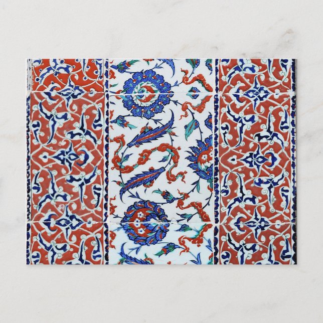 Cartão Postal Azulejos florais turcos (Frente)