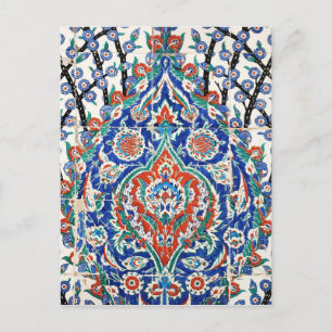Cartão Postal Azulejos florais turcos