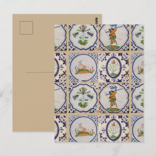 Cartão Postal Azulejos Holandeses Delft Antigos arte em cerâmica