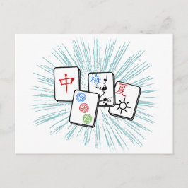 Cartão Postal Azulejos Mahjong Azul