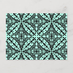 Cartão Postal Azulejos marroquinos - azul aqua e preto