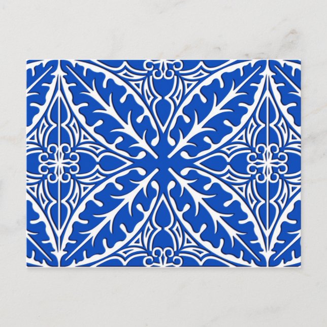 Cartão Postal Azulejos marroquinos - azul de cobalto e branco (Frente)