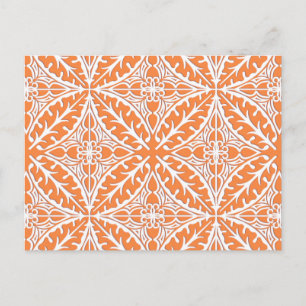 Cartão Postal Azulejos marroquinos - cor de laranja e branco