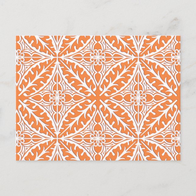 Cartão Postal Azulejos marroquinos - cor de laranja e branco (Frente)