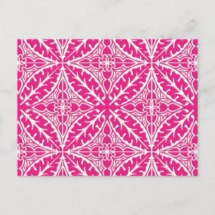 Cartão Postal Azulejos marroquinos - cor-de-rosa fuchsia e branc