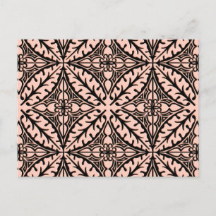 Cartão Postal Azulejos marroquinos - cor-de-rosa-pêssego e pret