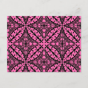 Cartão Postal Azulejos marroquinos - rosa fúcsia e preto