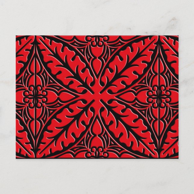 Cartão Postal Azulejos marroquinos - vermelho escuro e preto (Frente)