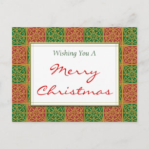 Cartão Postal Azulejos Vermelhos e Verdes Personalizados Feliz N